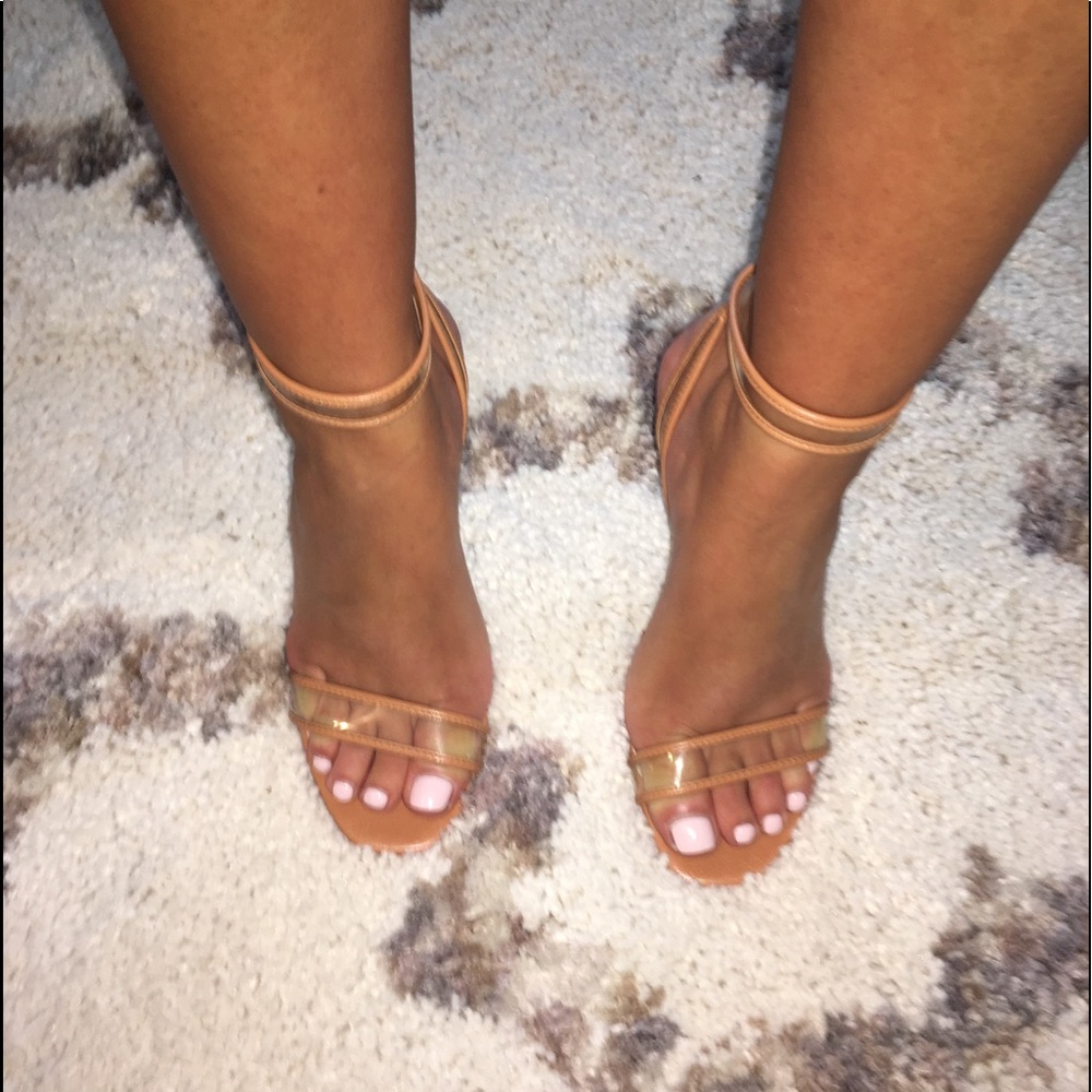 Zara clear chunky heels